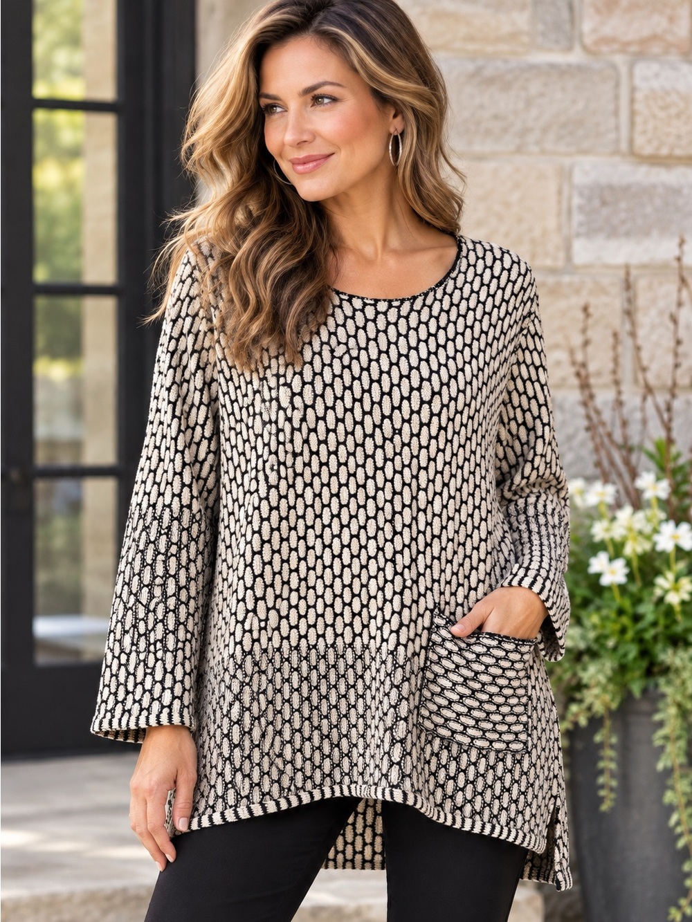 Habitat Clothes to Live In honeycomb cotton hi
lo sweater